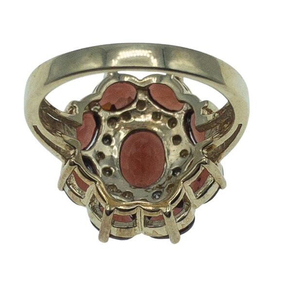 Gold Tone Sterling Silver Garnet Cluster Ring Size 6 - Picture 6 of 14